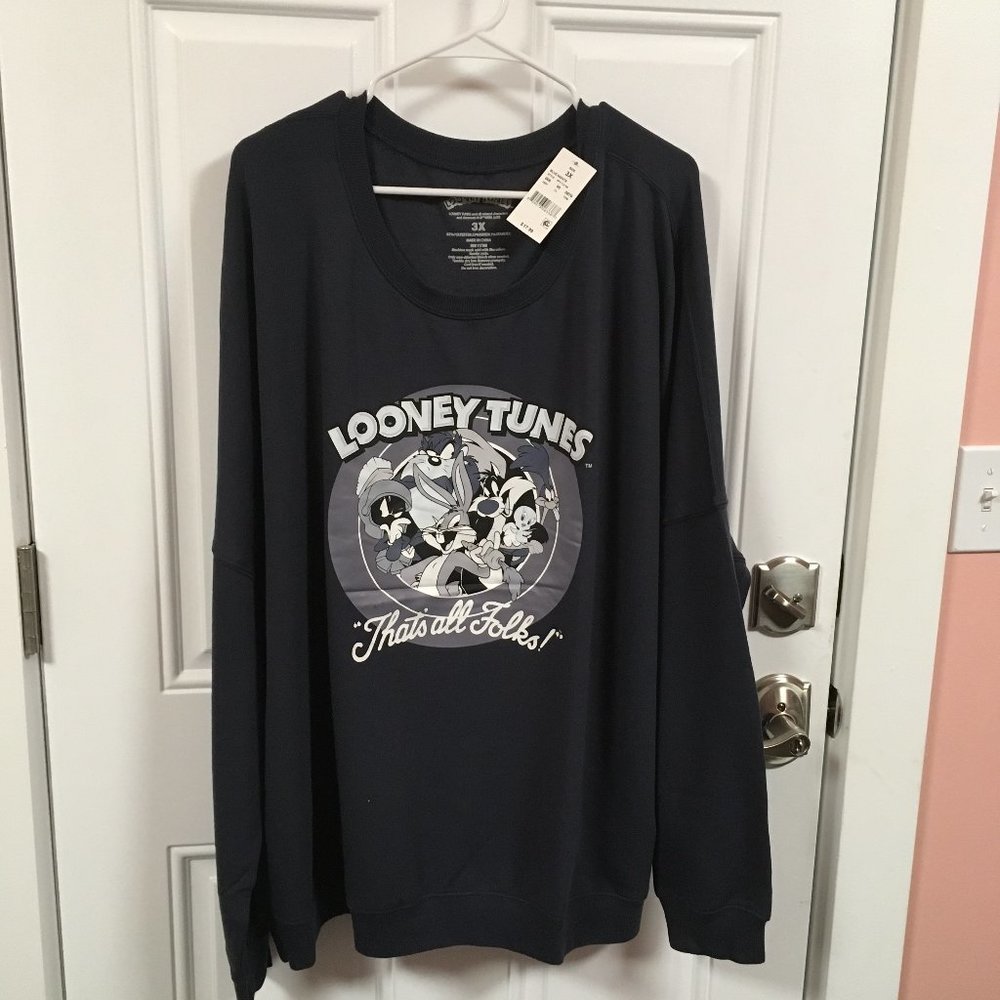 Looney Tunes "That's All Folks!" Crewneck Light Sweatshirt 1X  NWT